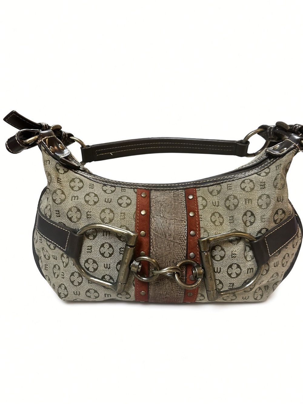 Vintage Mondani NY Monogram Horsebit Shoulder Bag Hobo
